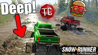 SnowRunner: Two Idiots GO MUDDING In MONSTER FORD F450s & MORE! TC & Camodo!
