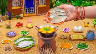 Miniature Fish Jhol Recipe | How To Easy Cooking Fish Gravy Curry In Tiny India Villag |Tiny Foodkey