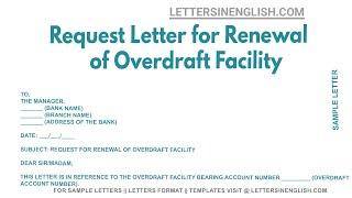 Request Letter For Renewal Of Overdraft Facility - Sample Letter Requesting Renewal of OD Facility