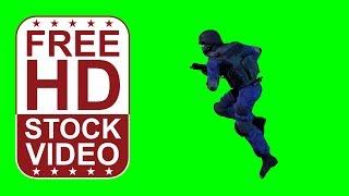 Free Stock Videos – swat officer running and jumping on green screen seamless loop 3D animation