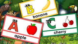 ABC Song | Learn ABCs & Fruit Names Thru Flashcards| Kids Songs & Nursery Rhymes