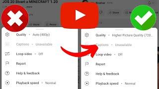 YouTube Auto Quality Disable/Turn Off 480p - Set HD ad Default