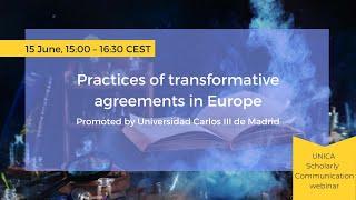 UNICA Scholarly Communication webinar: Practices of transformative agreements in Europe