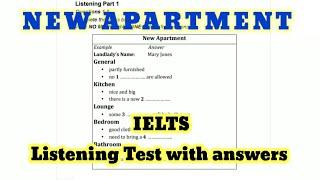 NEW APARTMENT LISTENING TEST WITH ANSWERS | #ieltslistening  | BEST IELTS LISTENING TEST