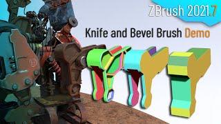 086 Zbrush 2021.7 - Bevel and Knife Brushes Demo! Creating a lightweighted mech component