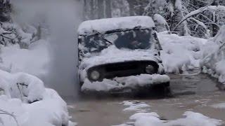 Deep Snow & Mud Off road 4x4 UAZ Hunter on Wild Russian roads