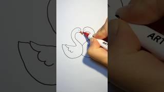 How to draw a swan couple | Step by step cute drawing