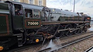 Brittania 70000 has another water stop at Chertsey