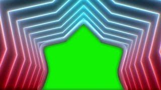 Star Neon Frame Background loop Animation Green Screen HD Footage