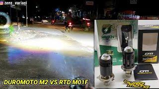 LED RTD M01F VS DUROMOTO M2 PRO‼️Led H4 laser motor dan mobil