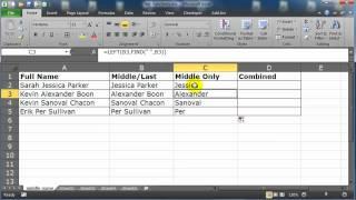 Use Excel Text Functions to Extract Middle Name from Full Name