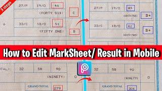 How to edit Marksheet in Mobile || How to edit Result in PicsArt Mobile || Result Editing