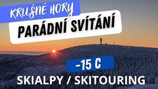 Krušné hory - svítání na hranici. Skialp, nebo skitouring?