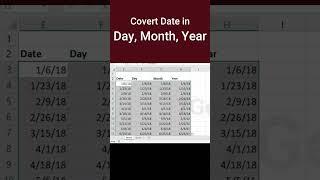 Convert Date in Day, Month and Year  #excelacademy  #advancedexcelfullcourse  #exceltech