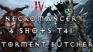 Necro 4 SHOTS BUTCHER Torment T41 (WT4) | Diablo 4 Necromancer