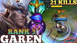 GAREN CRAZY 21 KILLS! MONSTER IN TOPLANE MVP PLAY - TOP 3 GLOBAL GAREN BY I am Sunlight - WILD RIFT