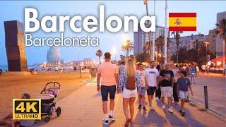 BARCELONETA BEACH BOARDWALK   SUMMER WALKING TOUR ARCELONA SPAIN 4K