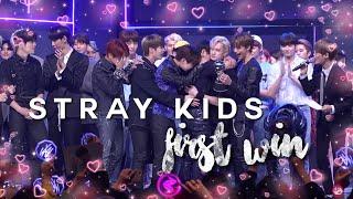 Stray Kids hugging after their first win for 2 minutes