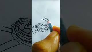 Birds nest drawing #art #drawing #artwork #birdnest #shortvideo