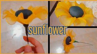 stocking net flower // Episode 1 how to make// stocking net sunflower with nylon/stocking