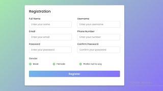 Responsive Registration Form in HTML & CSS