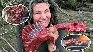 She Caught A Small Kangaroo At Night And Feasted On Giant Roasted Ribs In The Wilderness.