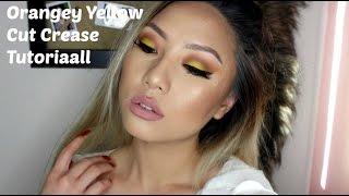 Orangey YEllow Cut Crease Makeup Tutorial- diana.chang.