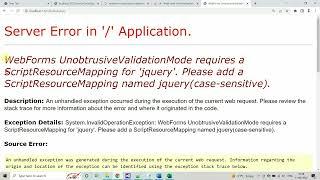 webforms unobtrusive validation mode requires a scriptresourcemapping for jquery