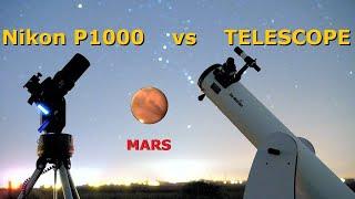 Telescope vs Nikon P1000 - Mars. Planet Mars through a 6 inch Sky-Watcher Telescope and Camera!