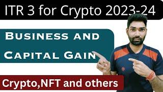 ITR 3 filing online 2023-24 for Crypto Trading,Virtual Digital Assets(VDA) as Business Income