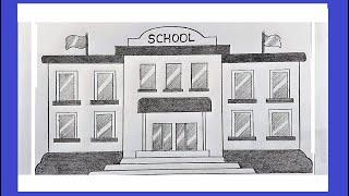 How to Draw a School Scenery | My School Drawing | School Scenery