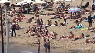 Somorrostro Beach Barcelona Spain from Sea Point of View - Platja del Somorrostro Barcelona Spain