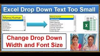 how to Change Drop Down Width and Font Size in Excel | How to increase the size of drop down list