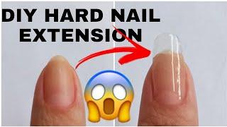 How to Extend Nails at Home without Tips 2021 | DIY Nail Extension Top Coat | Hard Nail Extension