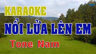 KARAOKE Nổi Lửa Lên Em Tone Nam Nhạc Sống | DINHTAN MEDIA