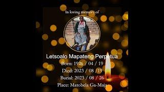 Funeral Service Of Letsoalo Mapateng Perpertua