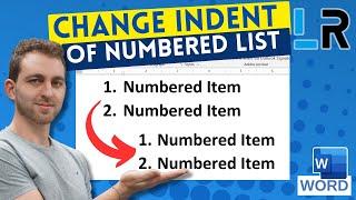 MS Word: Change indent of numbered list (incl. 2nd line)  1 MINUTE