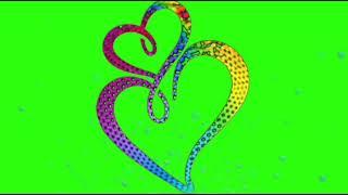 Heart particles green screen animation