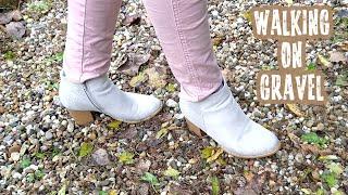 ASMR Walking On Gravel (Various Types) in Chunky Heel Boots