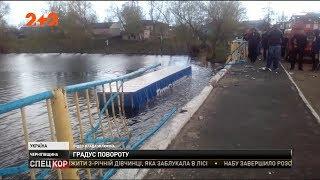 На Чернігівщині фура збила на смерть жінку і злетіла з мосту у воду