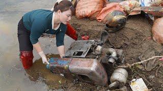 The girl dug up an old DIESEL engine buried in river