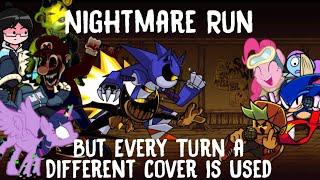 NIGHTMARE RUN BUT EVERY TURN DIFFERENT CHARACTER SING IT | Friday Night Funkin | Vs Bendy