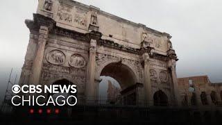 Storm damages Roman ancient Arch of Constantine