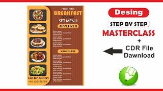 Restaurant menu card design in Corel draw x7 step by step free download CDR 