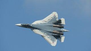 Sukhoi Su-57 "Felon" performs at the Maks 2021 airshow.