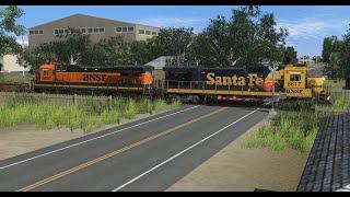 Trainz Runby: BNSF Baretable Train With A Pair Of B40-8s