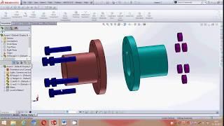 Solidworks flange coupling part design and assembly tutorial