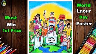 International Labour Day Drawing | World Labour Day Drawing Easy | How To Draw Labour Day Poster
