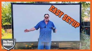 JWSIT 135 inch foldable indoor/outdoor projector screen easy set up and review.