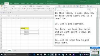 Make Excel alert you to a deadline
